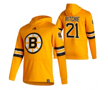 Boston Bruins #21 Nick Ritchie Adidas Reverse Retro Pullover Hoodie Gold