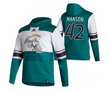 Anaheim Ducks #42 Josh Manson Adidas Reverse Retro Pullover Hoodie White Green