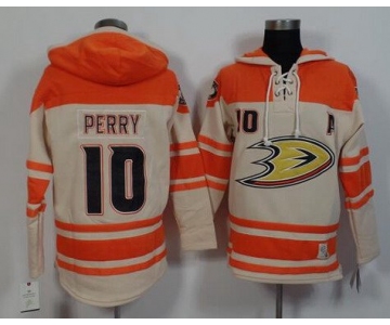 Men's Mighty Ducks Of Anaheim #10 Corey Perry Old Time Hockey Cream Hoodie