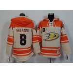 Men's Mighty Ducks Of Anaheim #8 Teemu Selanne Old Time Hockey Cream Hoodie