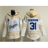 Men's Los Angeles Dodgers #31 Joc Pederson Home White Hoodie