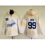 Men's Los Angeles Dodgers #99 Hyun-Jin Ryu White Baseball MLB Hoodie