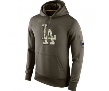 Men's Los Angeles Dodgers Nike Olive Salute To Service KO Performance Hoodie