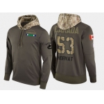 Nike Vancouver Canucks 53 Bo Horvat Olive Salute To Service Pullover Hoodie