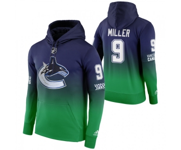 Vancouver Canucks #9 JT Miller Adidas Reverse Retro Pullover Hoodie Green