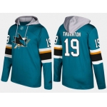 Adidas San Jose Sharks 19 Joe Thornton Name And Number Teal Hoodie