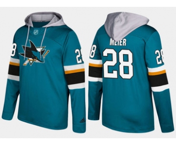 Adidas San Jose Sharks 28 Timo Meier Name And Number Teal Hoodie