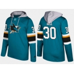 Adidas San Jose Sharks 30 Aaron Dell Name And Number Teal Hoodie