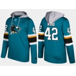 Adidas San Jose Sharks 42 Joel Ward Name And Number Teal Hoodie