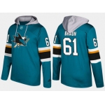 Adidas San Jose Sharks 61 Justin Braun Name And Number Teal Hoodie