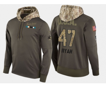 Nike San Jose Sharks 47 Joakim Ryan Olive Salute To Service Pullover Hoodie