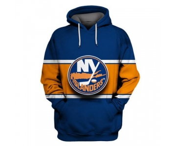 Men's New York Islanders Blue Orange All Stitched Hooded Sweatshirt