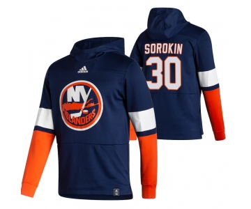 New York Islanders #30 Ilya Sorokin Adidas Reverse Retro Pullover Hoodie Navy
