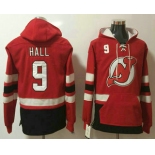 Men's New Jersey Devils #9 Taylor Hall Red Pocket Stitched NHL Old Time Hockey Pullover Hoodie