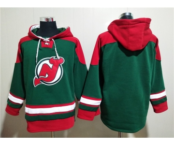 Men's New Jersey Devils Blank Green Ageless Must-Have Lace-Up Pullover Hoodie