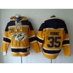 Men's Nashville Predators #35 Pekka Rinne Old Time Hockey Yellow Hoodie