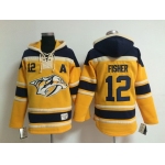 Old Time Hockey Nashville Predators #12 Mike Fisher Yellow Hoodie