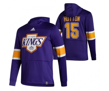 Los Angeles Kings #15 Ben Hutton Adidas Reverse Retro Pullover Hoodie Purple