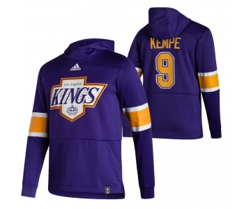 Los Angeles Kings #9 Adrian Kempe Adidas Reverse Retro Pullover Hoodie Purple