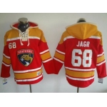 Panthers #68 Jaromir Jagr Red Gold Sawyer Hooded Sweatshirt Stitched NHL Jersey