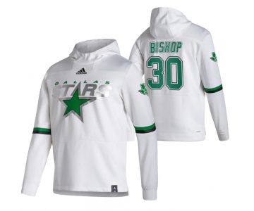 Dallas Stars #30 Ben Bishop Adidas Reverse Retro Pullover Hoodie White