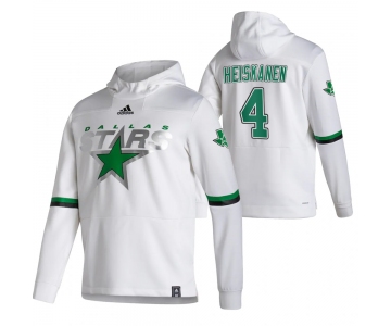 Dallas Stars #4 Miro Heiskanen Adidas Reverse Retro Pullover Hoodie White