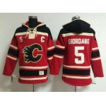 Men's Calgary Flames #5 Mark Giordano Old Time Hockey Red Hoodie