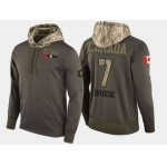 Nike Calgary Flames 7 Tj Brodie Olive Salute To Service Pullover Hoodie