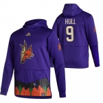 Arizona Coyotes #9 Brett Hull Adidas Reverse Retro Pullover Hoodie Purple