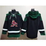 Men's Arizona Coyotes Blank Black Green Ageless Must-Have Lace-Up Pullover Hoodie