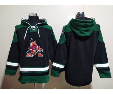 Men's Arizona Coyotes Blank Black Green Ageless Must-Have Lace-Up Pullover Hoodie