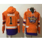 Men's Phoenix Suns #1 Devin Booker NEW Orange Pocket Stitched NBA Pullover Hoodie