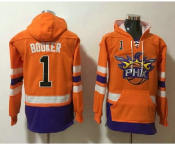 Men's Phoenix Suns #1 Devin Booker NEW Orange Pocket Stitched NBA Pullover Hoodie