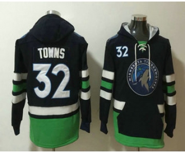 Men's Minnesota Timberwolves #32 Karl-Anthony Towns NEW Black Pocket Stitched NBA Pullover Hoodie