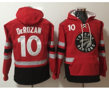 Raptors #10 DeMar DeRozan Red Name & Number Pullover NBA Hoodie