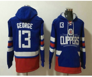 Men's Los Angeles Clippers #13 Paul George NEW Blue Pocket Stitched NBA Pullover Hoodie