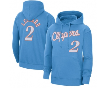 Men's Los Angeles Clippers #2 Kawhi Leonard Blue Pullover Hoodie