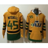 Men's Utah Jazz #45 Donovan Mitchell NEW Yellow Pocket Stitched NBA Pullover Hoodie