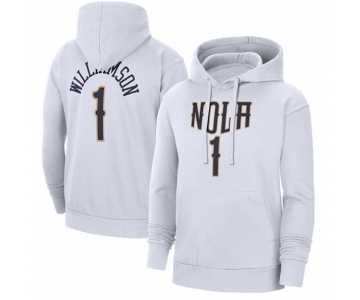 Men's New Orleans Pelicans #1 Zion Williamson White Pullover Hoodie