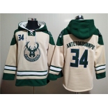 Men's Milwaukee Bucks #34 Giannis Antetokounmpo Cream Hoodie