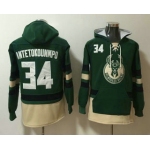 Men's Milwaukee Bucks #34 Giannis Antetokounmpo Green Pocket Stitched NBA Pullover Hoodie