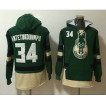 Men's Milwaukee Bucks #34 Giannis Antetokounmpo Green Pocket Stitched NBA Pullover Hoodie