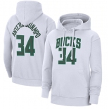 Men's Milwaukee Bucks #34 Giannis Antetokounmpo White Pullover Hoodie