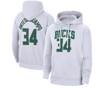 Men's Milwaukee Bucks #34 Giannis Antetokounmpo White Pullover Hoodie