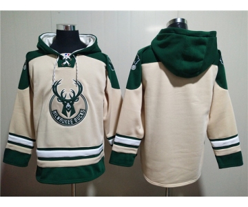 Men's Milwaukee Bucks Blank Cream Hoodie