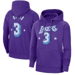 Men's Los Angeles Lakers #3 Anthony Davis Purple Pullover Hoodie