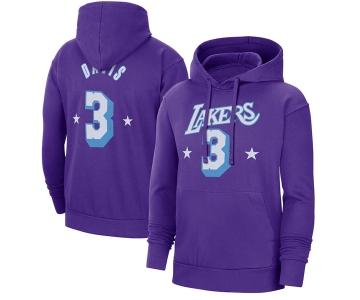 Men's Los Angeles Lakers #3 Anthony Davis Purple Pullover Hoodie