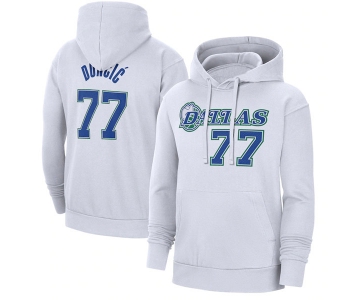 Men's Dallas Mavericks #77 Luka Doncic White Pullover Hoodie