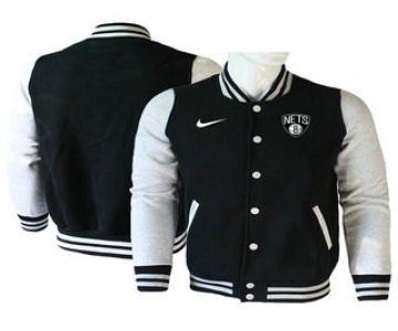 Men's Brooklyn Nets Black Stitched NBA Jacket