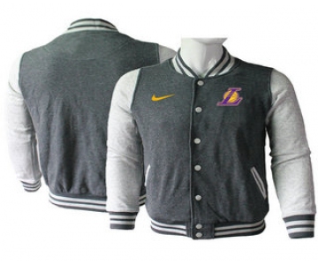 Men's Los Angeles Lakers Gray Stitched NBA Jacket